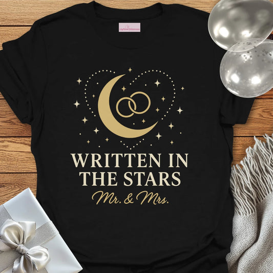 Mr & Mrs, Written in the Stars Wedding T-Shirt