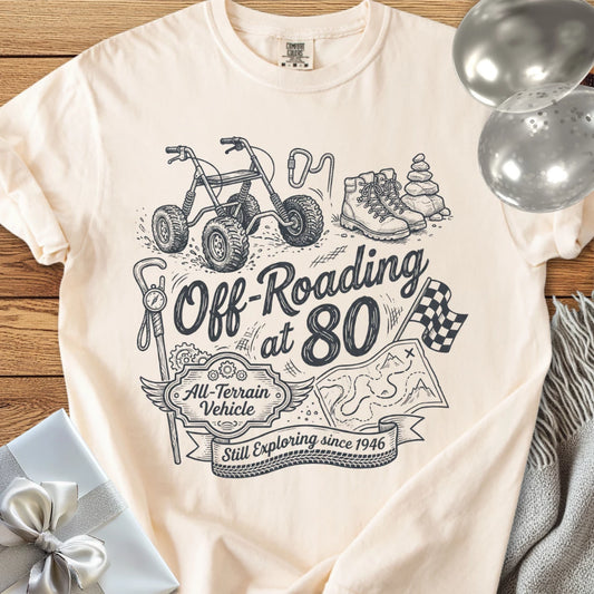 Off-Roading at 80, Still Exploring Since 1946  - Premium 80th Birthday T-Shirt