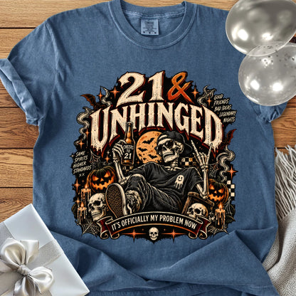 21 & Unhinged - Premium Halloween 21st Birthday T-Shirt