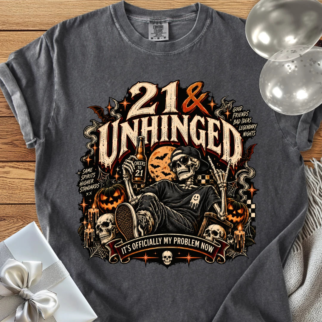 21 & Unhinged - Premium Halloween 21st Birthday T-Shirt