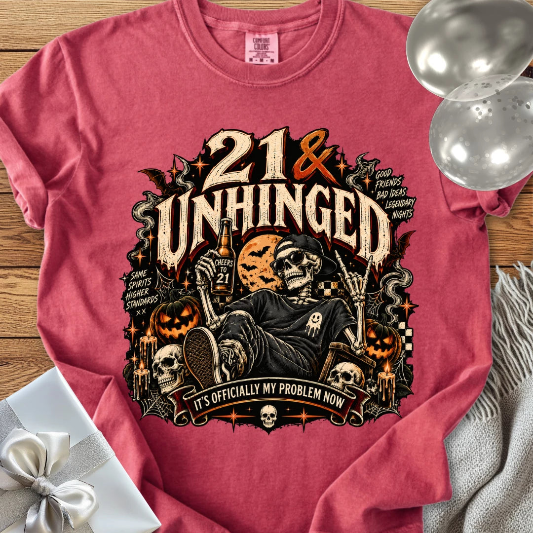 21 & Unhinged - Premium Halloween 21st Birthday T-Shirt