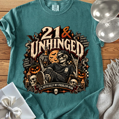 21 & Unhinged - Premium Halloween 21st Birthday T-Shirt