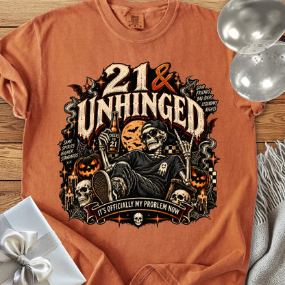 21 & Unhinged - Premium Halloween 21st Birthday T-Shirt