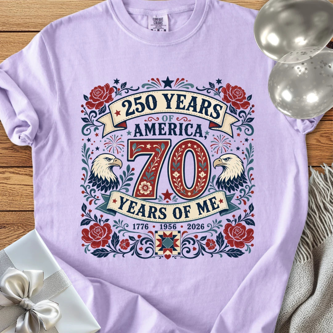 250 Years of America, 70 Years of Me - Premium America 250 Birthday T-Shirt