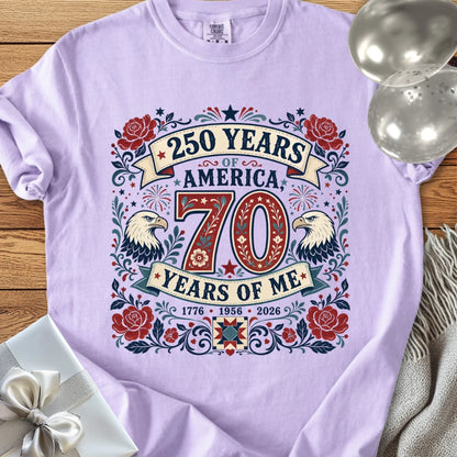 250 Years of America, 70 Years of Me - Premium America 250 Birthday T-Shirt