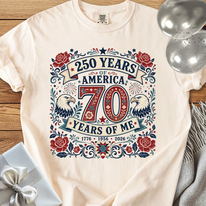250 Years of America, 70 Years of Me - Premium America 250 Birthday T-Shirt