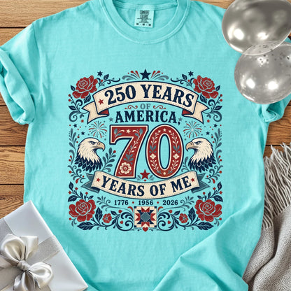 250 Years of America, 70 Years of Me - Premium America 250 Birthday T-Shirt