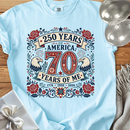250 Years of America, 70 Years of Me - Premium America 250 Birthday T-Shirt