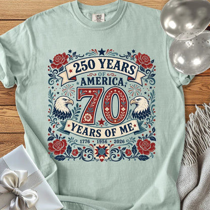 250 Years of America, 70 Years of Me - Premium America 250 Birthday T-Shirt