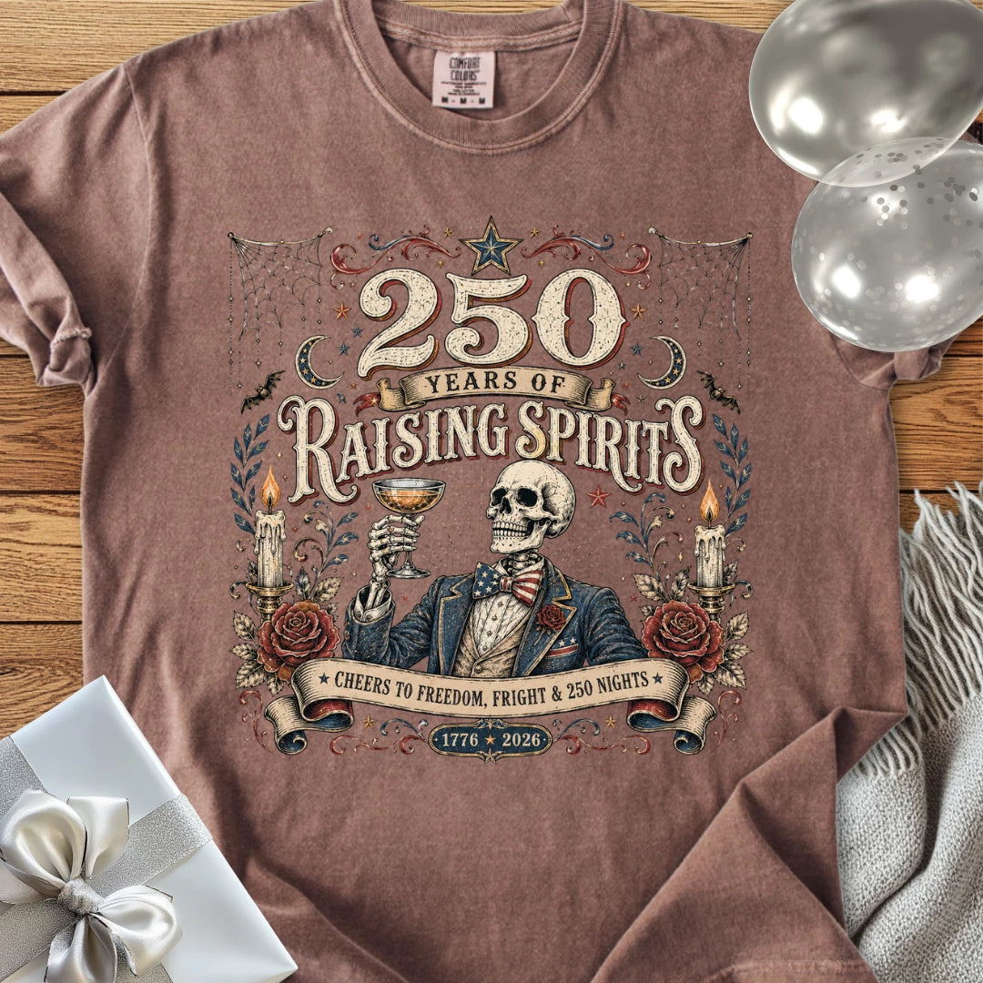 250 Years of Raising Spirits - Premium America 250 Halloween T-Shirt