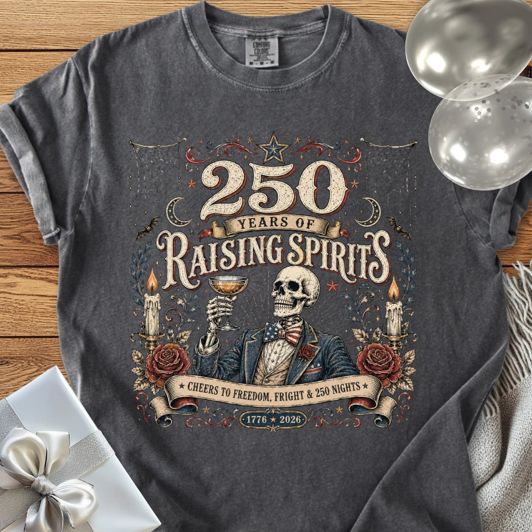 250 Years of Raising Spirits - Premium America 250 Halloween T-Shirt
