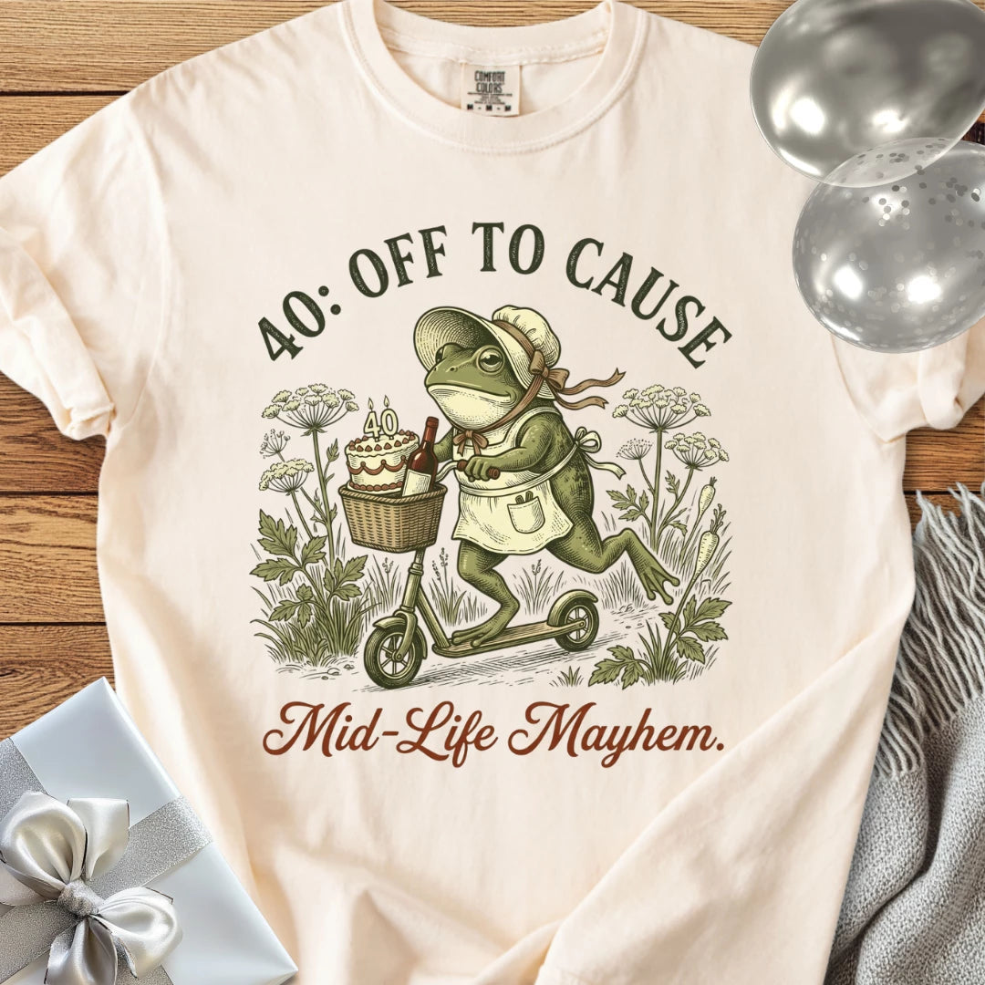 40: Off to Cause Mid-Life Mayhem - Premium 40th Birthday T-Shirt