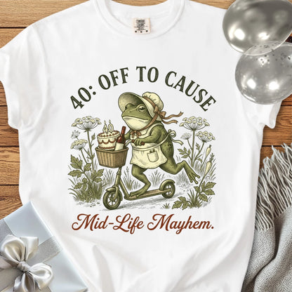 40: Off to Cause Mid-Life Mayhem - Premium 40th Birthday T-Shirt