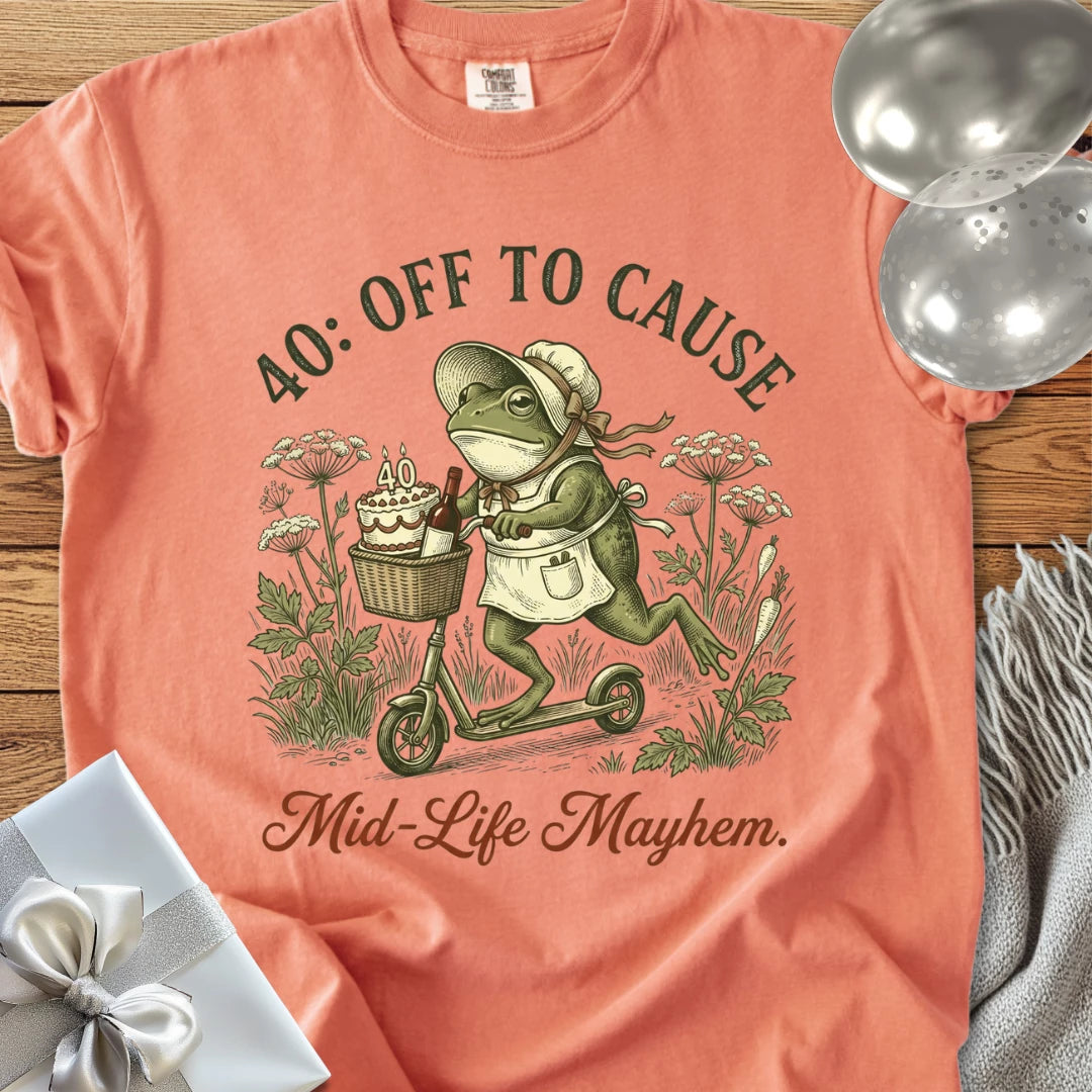 40: Off to Cause Mid-Life Mayhem - Premium 40th Birthday T-Shirt