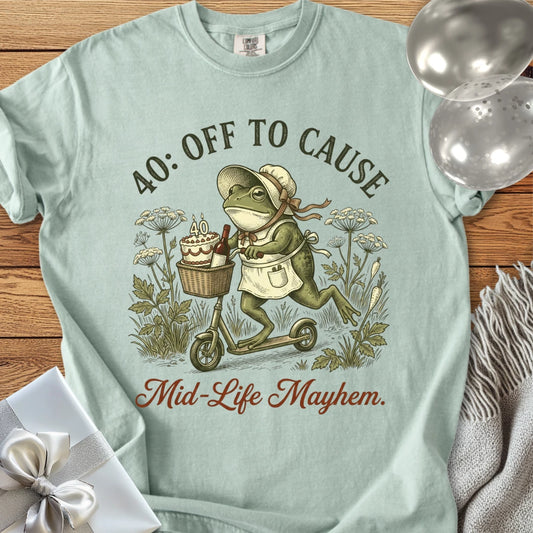 40: Off to Cause Mid-Life Mayhem - Premium 40th Birthday T-Shirt