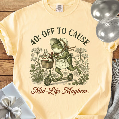 40: Off to Cause Mid-Life Mayhem - Premium 40th Birthday T-Shirt