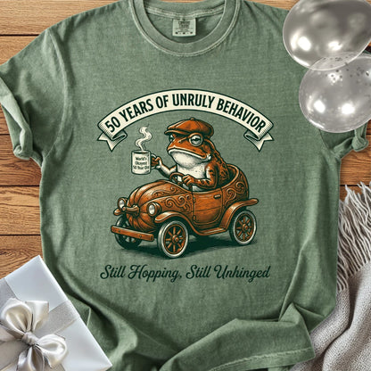 50 Years of Unruly Behavior. Still Hopping. Still Unhinged - Premium 50th Birthday T-Shirt