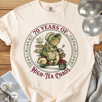 70 Years of High Tea Chaos - Premium 70th Birthday T-Shirt