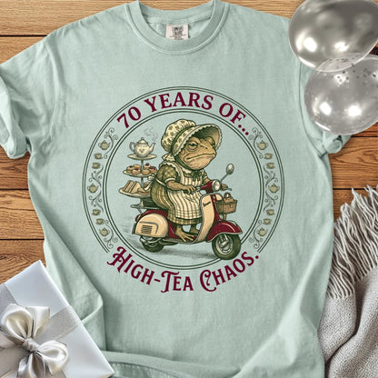 70 Years of High Tea Chaos - Premium 70th Birthday T-Shirt