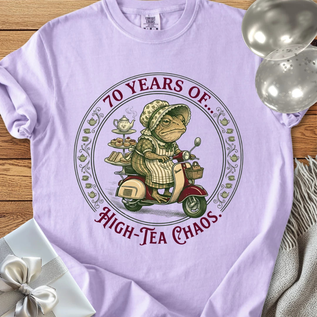 70 Years of High Tea Chaos - Premium 70th Birthday T-Shirt