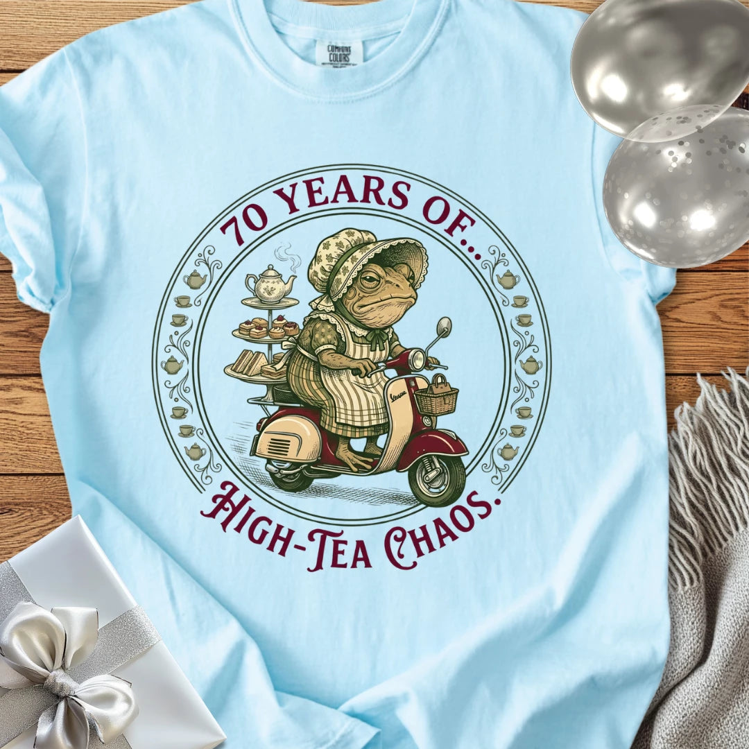 70 Years of High Tea Chaos - Premium 70th Birthday T-Shirt