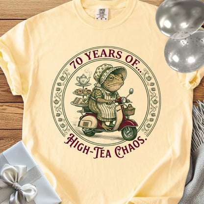 70 Years of High Tea Chaos - Premium 70th Birthday T-Shirt
