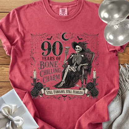 90 Years of Bone-Chilling Charm - Premium 90th Birthday T-Shirt