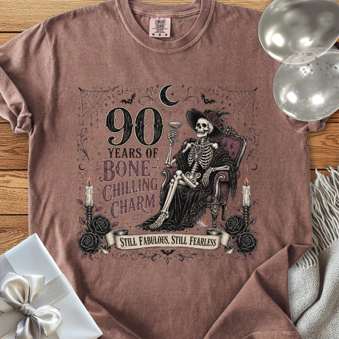 90 Years of Bone-Chilling Charm - Premium 90th Birthday T-Shirt