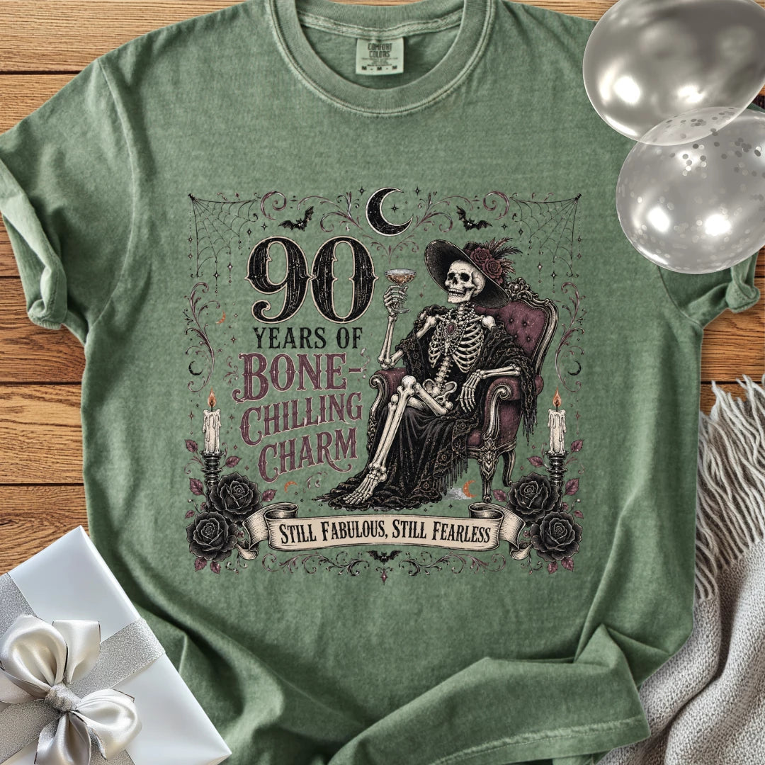 90 Years of Bone-Chilling Charm - Premium 90th Birthday T-Shirt