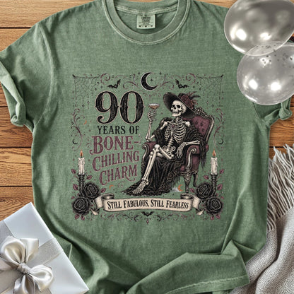 90 Years of Bone-Chilling Charm - Premium 90th Birthday T-Shirt