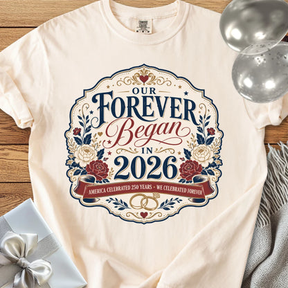 America Celebrated 250 Years, We Celebrated Forever, 2026 - Premium America 250 Wedding T-Shirt