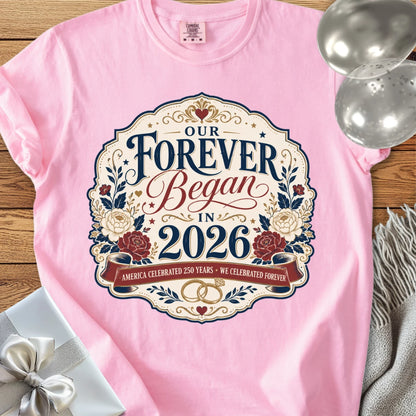 America Celebrated 250 Years, We Celebrated Forever, 2026 - Premium America 250 Wedding T-Shirt