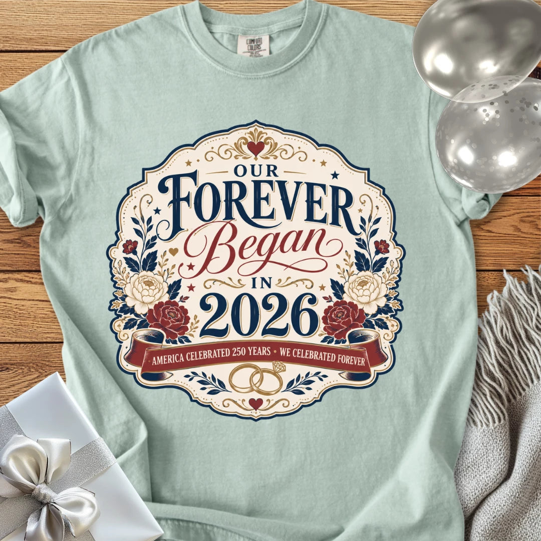 America Celebrated 250 Years, We Celebrated Forever, 2026 - Premium America 250 Wedding T-Shirt