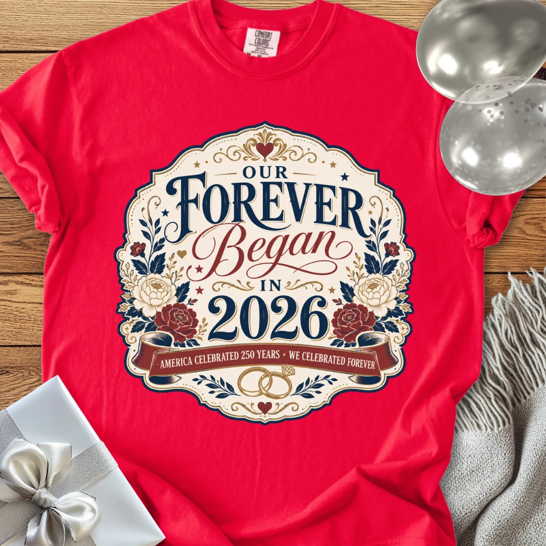 America Celebrated 250 Years, We Celebrated Forever, 2026 - Premium America 250 Wedding T-Shirt