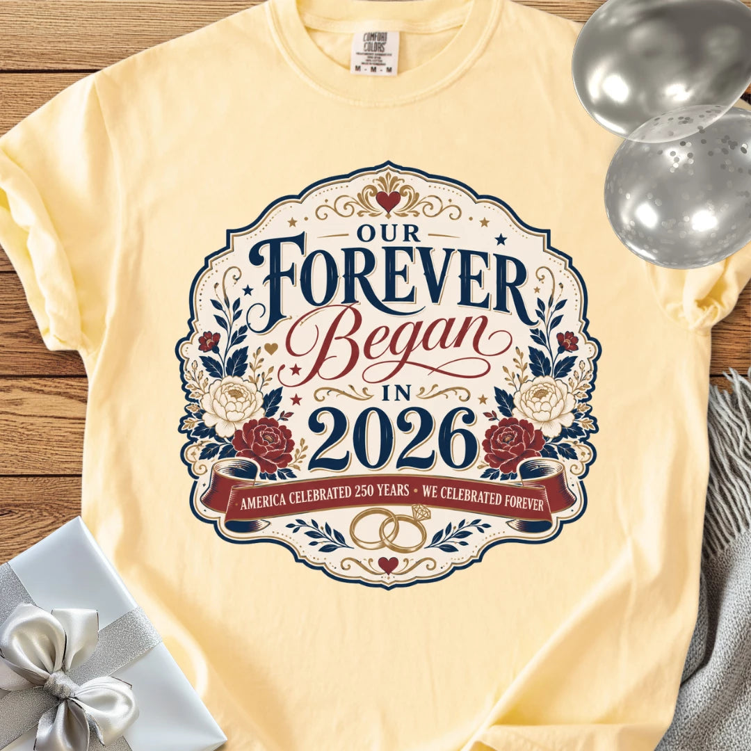 America Celebrated 250 Years, We Celebrated Forever, 2026 - Premium America 250 Wedding T-Shirt