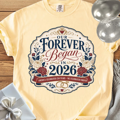 America Celebrated 250 Years, We Celebrated Forever, 2026 - Premium America 250 Wedding T-Shirt
