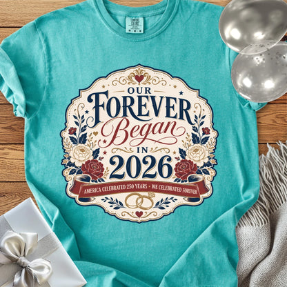 America Celebrated 250 Years, We Celebrated Forever, 2026 - Premium America 250 Wedding T-Shirt