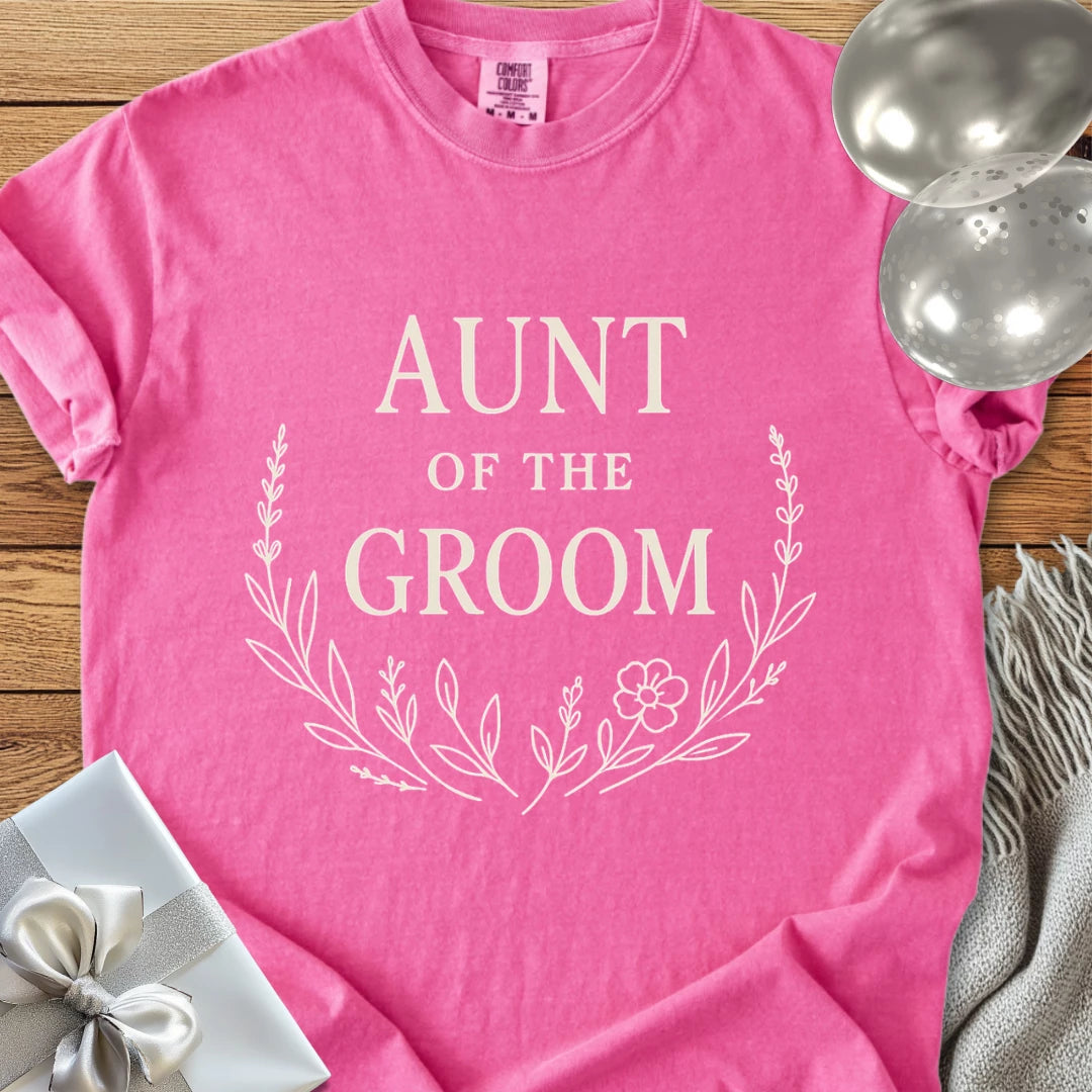 Aunt of the Groom - Premium Bloom Bridal Party T-Shirt