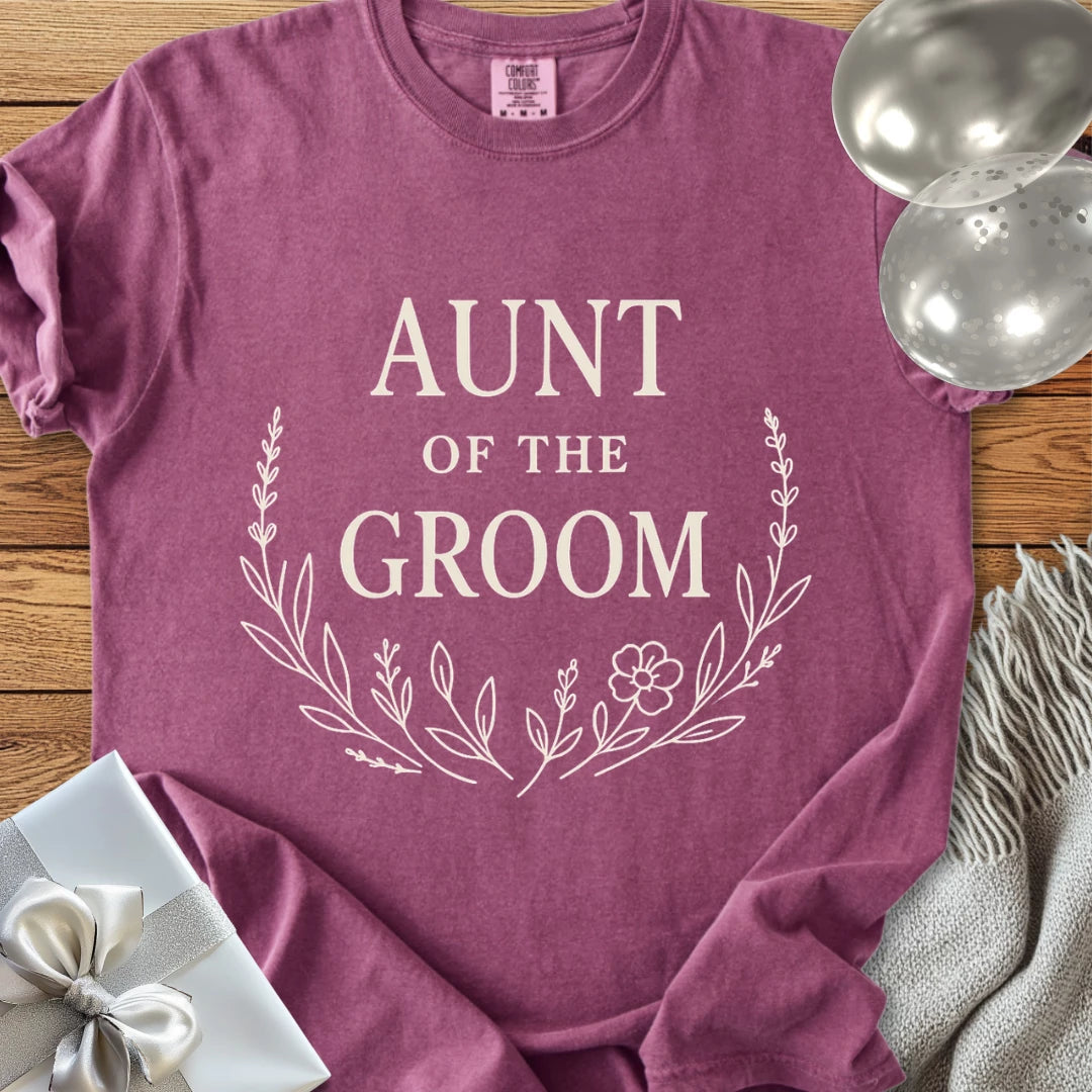 Aunt of the Groom - Premium Bloom Bridal Party T-Shirt