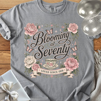 Blooming at Seventy, Loved Since 1956 - Premium 70th Birthday T-Shirt