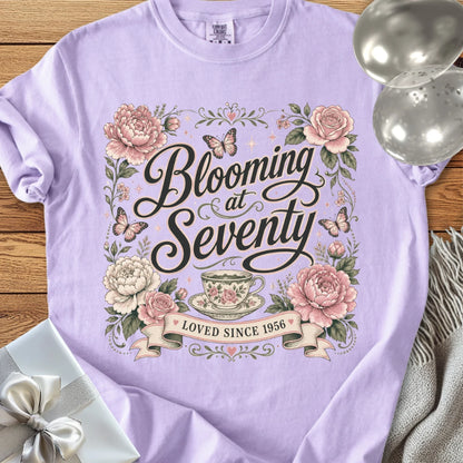 Blooming at Seventy, Loved Since 1956 - Premium 70th Birthday T-Shirt
