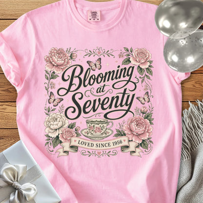 Blooming at Seventy, Loved Since 1956 - Premium 70th Birthday T-Shirt