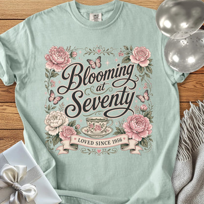 Blooming at Seventy, Loved Since 1956 - Premium 70th Birthday T-Shirt