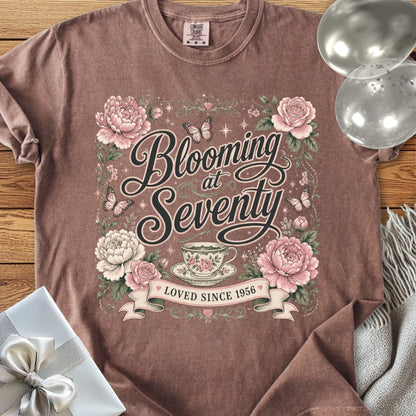 Blooming at Seventy, Loved Since 1956 - Premium 70th Birthday T-Shirt