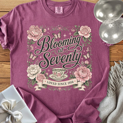 Blooming at Seventy, Loved Since 1956 - Premium 70th Birthday T-Shirt