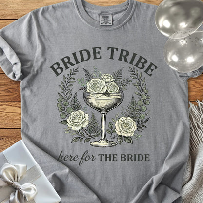 Bride Tribe, Here for The Bride - Premium Vintage Botanical Wedding T-Shirt