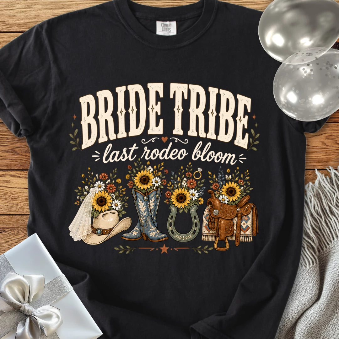Bride Tribe, Last Rodeo Bloom - Premium Bridal Party T-Shirt