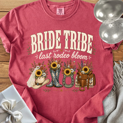 Bride Tribe, Last Rodeo Bloom - Premium Bridal Party T-Shirt