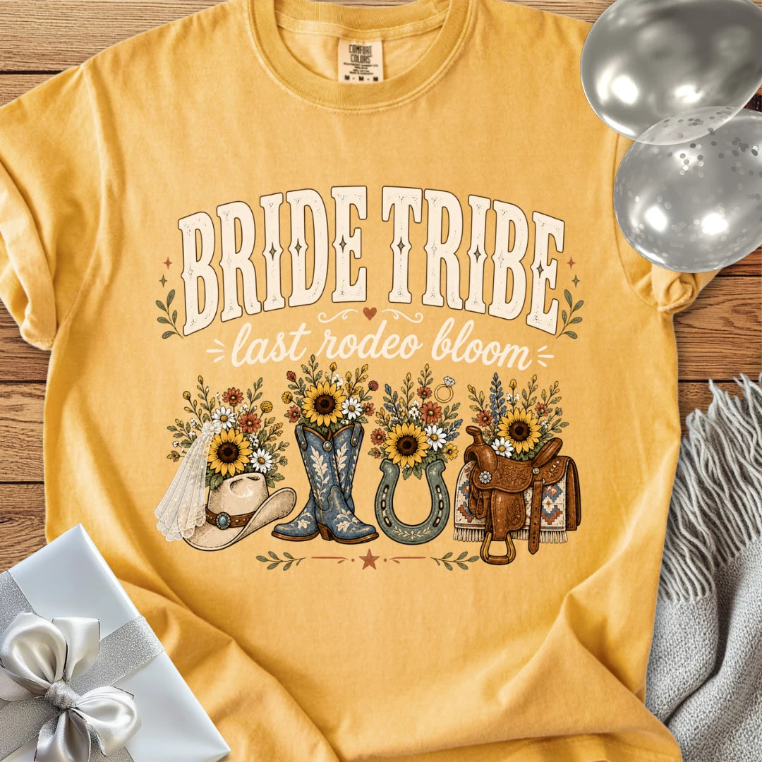 Bride Tribe, Last Rodeo Bloom - Premium Bridal Party T-Shirt