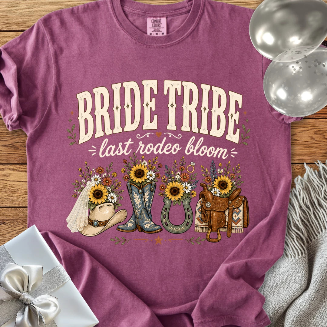 Bride Tribe, Last Rodeo Bloom - Premium Bridal Party T-Shirt